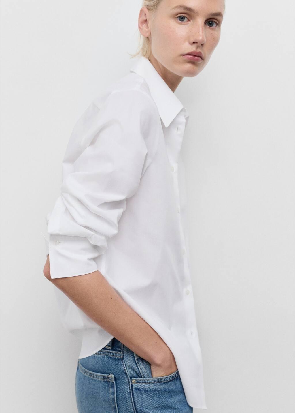 NATURAL WHITE Regular cotton lyocell-blend shirt, , large image number 5