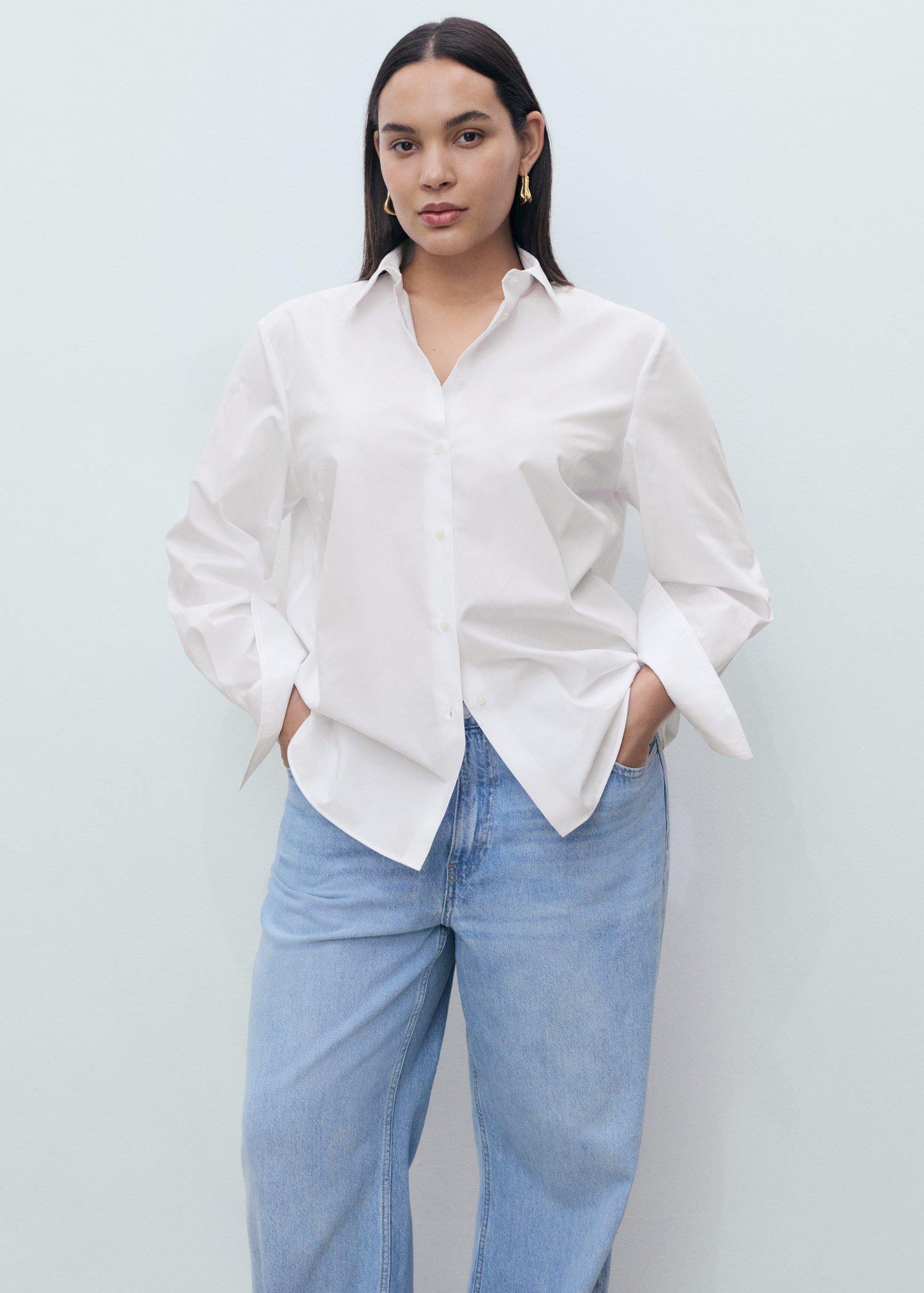 NATURAL WHITE Regular cotton lyocell-blend shirt, , large image number 8