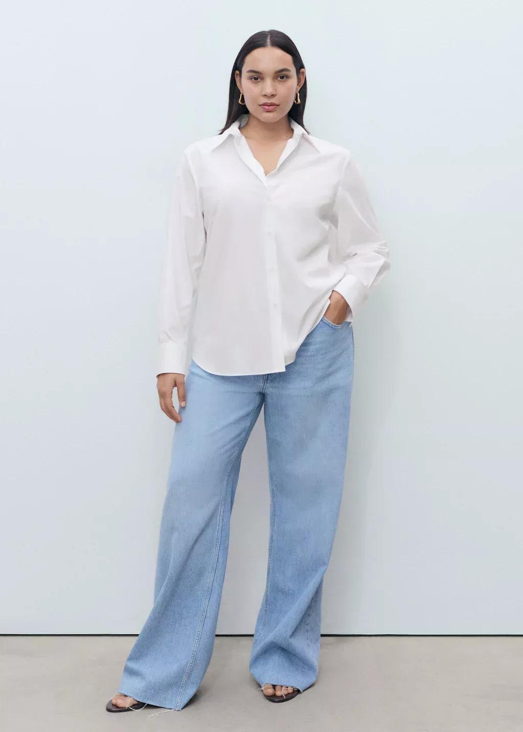 NATURAL WHITE Regular cotton lyocell-blend shirt, , large image number 9