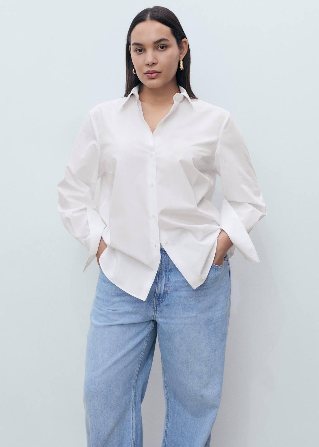 NATURAL WHITE Regular cotton lyocell-blend shirt, , large image number 13