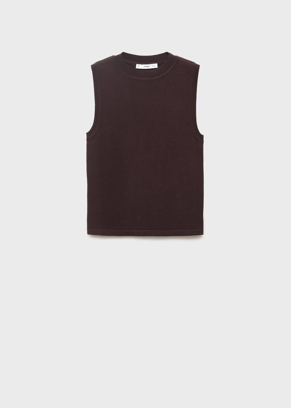 Brown Fine-Knit Top, Dark Brown, large image number 0