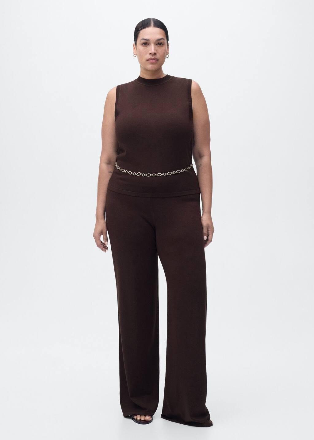 Brown Fine-Knit Top, 0201_32, large image number 3