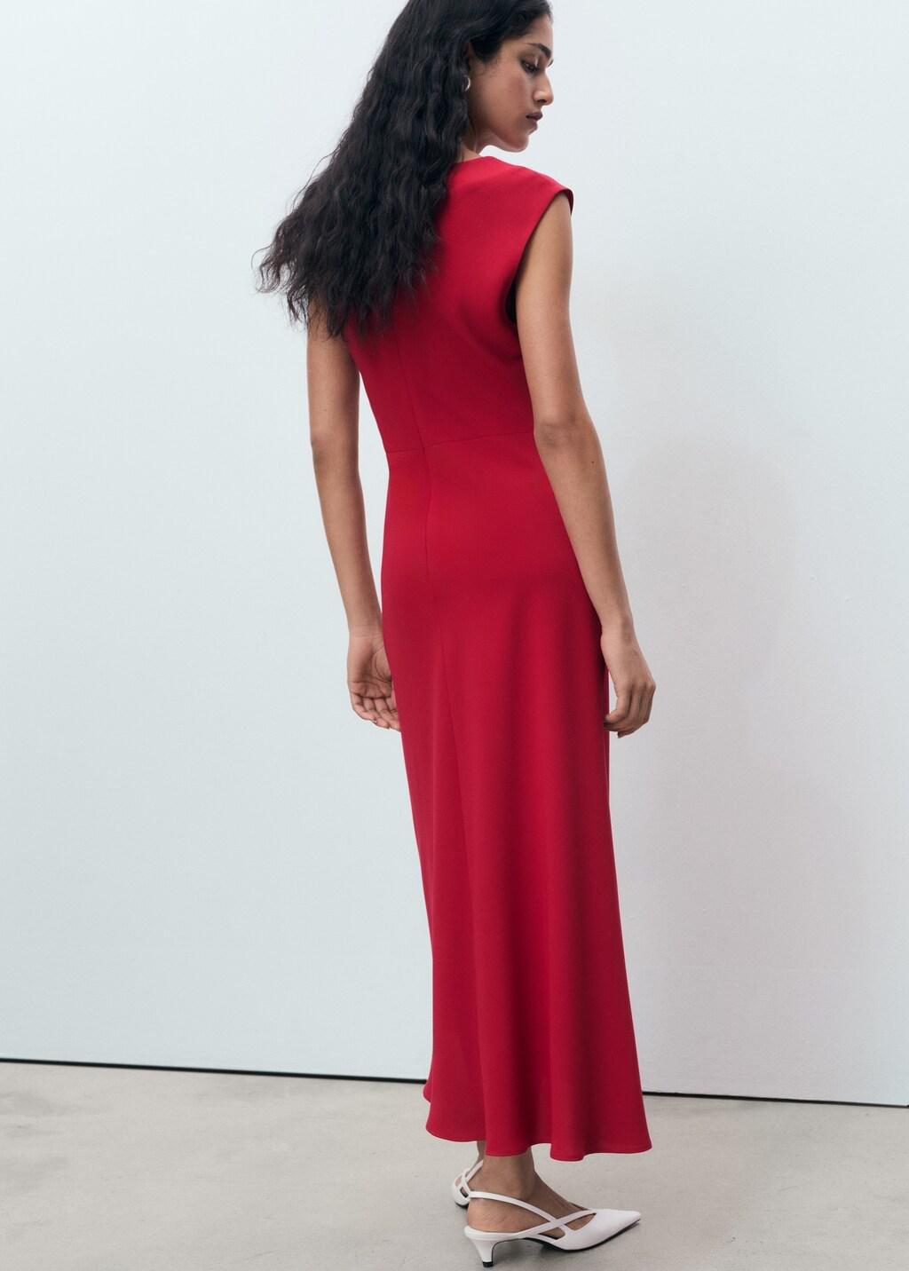 Red Ruched Midi Dress, , large image number 2