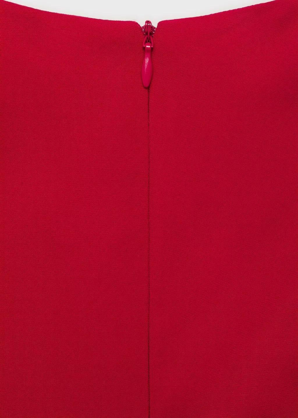 Red Ruched Midi Dress, , large image number 5