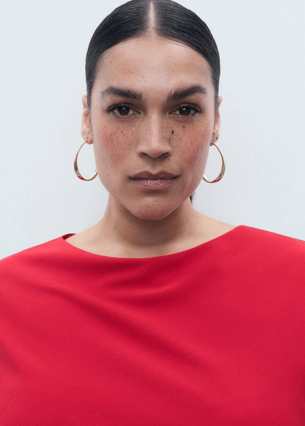 Red Ruched Midi Dress, Red, large image number 10