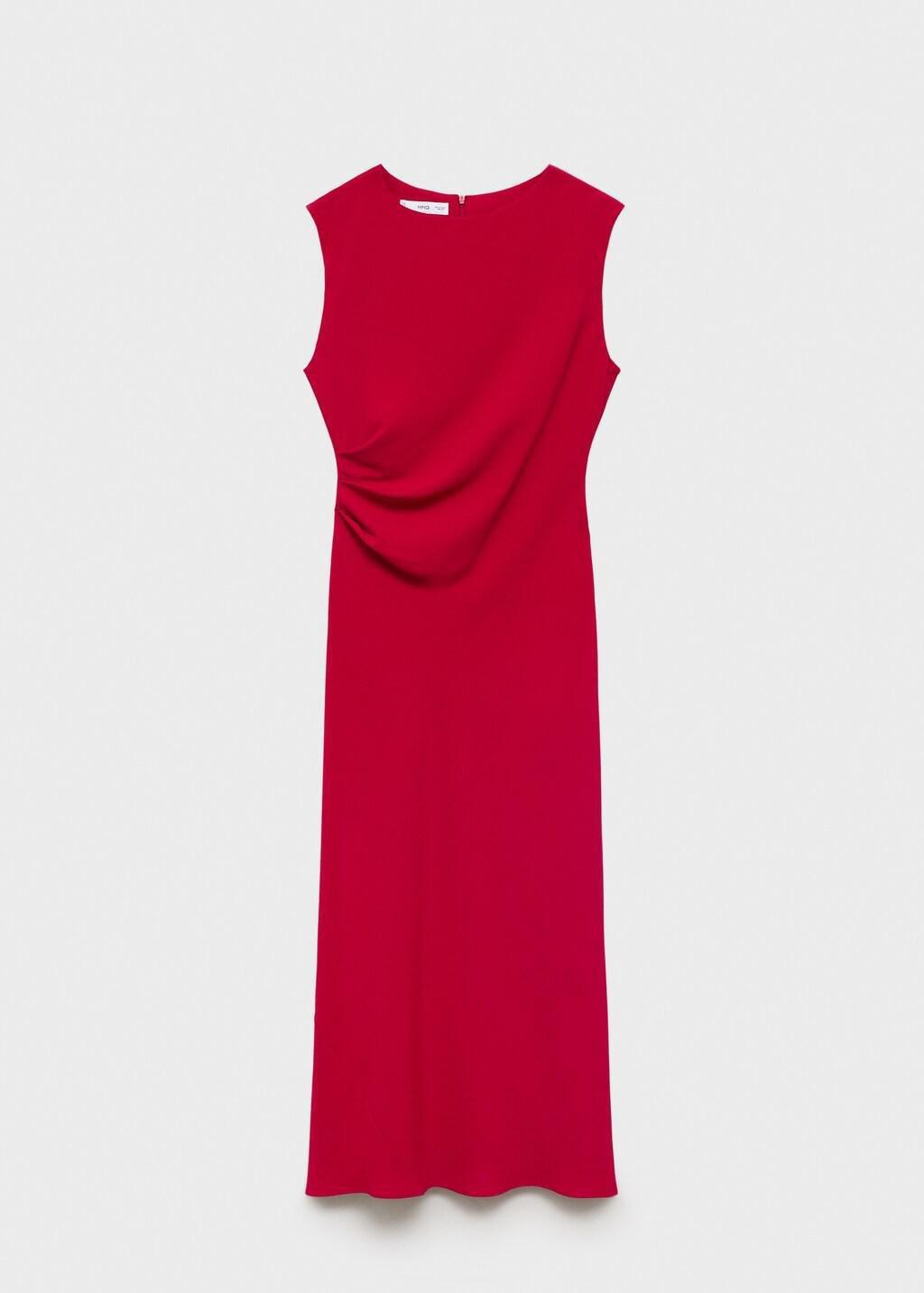 Red Ruched Midi Dress, Red, large image number 14