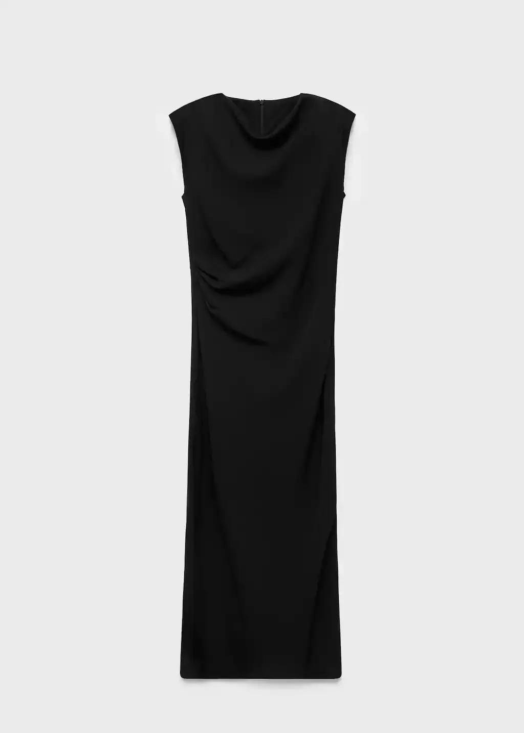 Black Ruched Midi Dress, , large image number 0