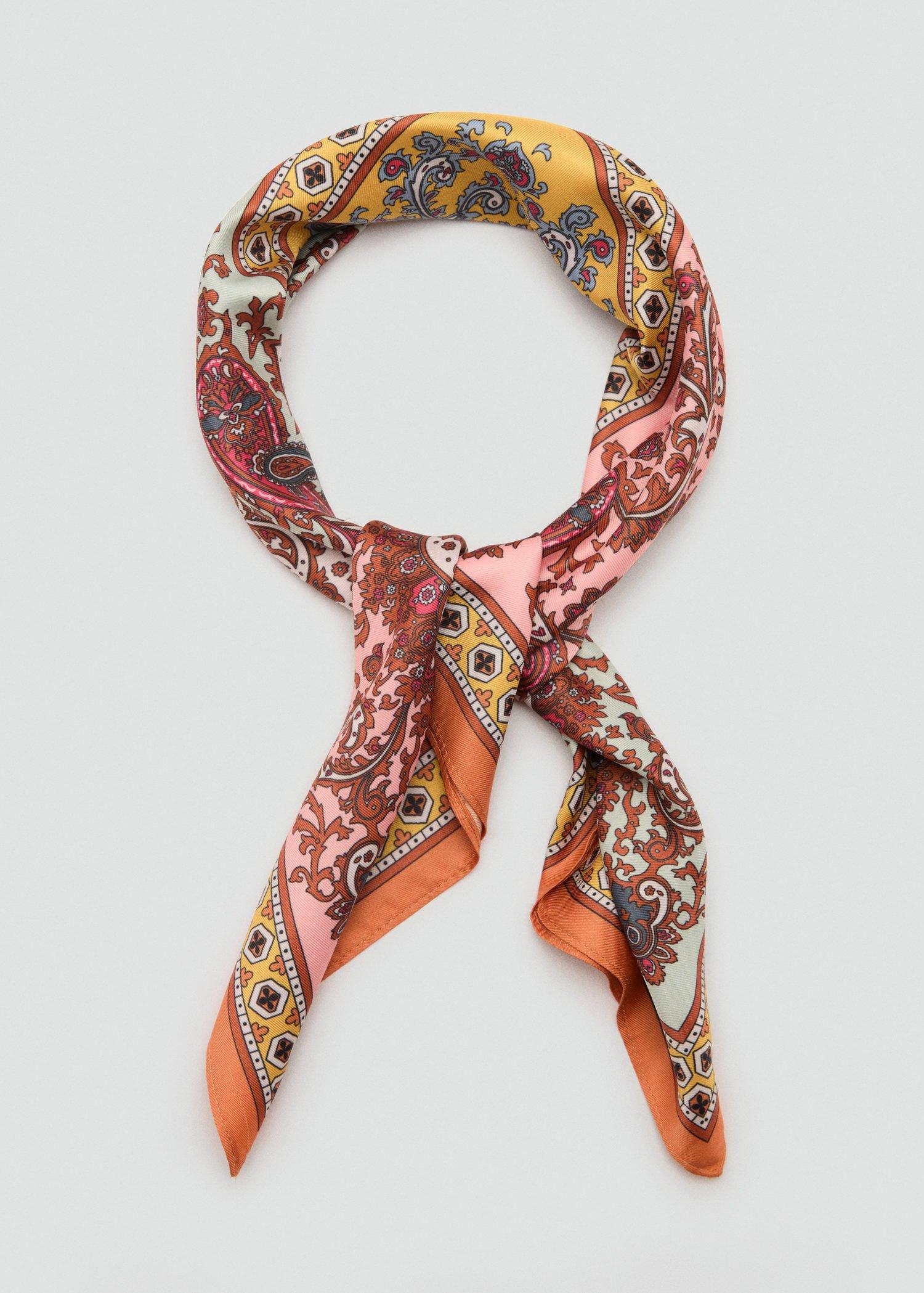 BEIGE - KHAKI Paisley satin scarf, 0201_37, large image number 0