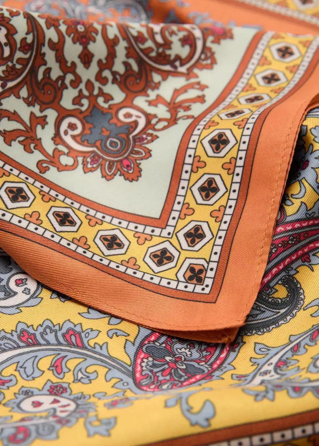 BEIGE - KHAKI Paisley satin scarf, 0201_37, large image number 1