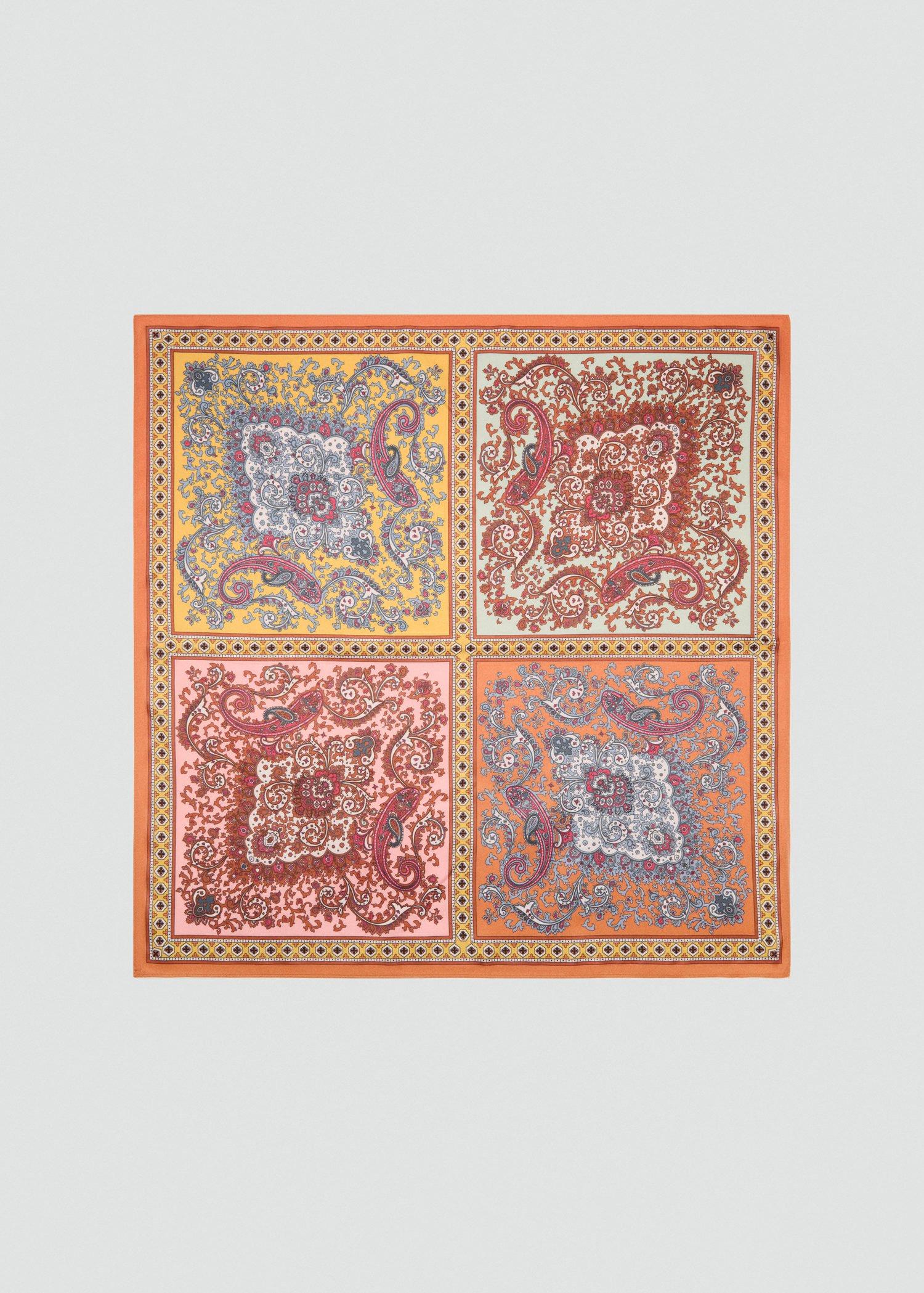 BEIGE - KHAKI Paisley satin scarf, 0201_37, large image number 2