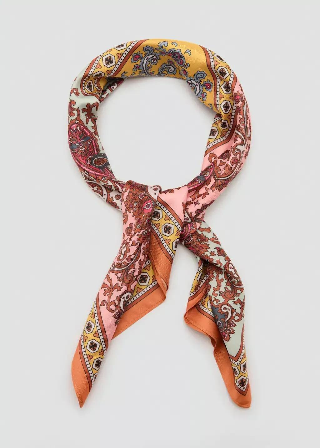 BEIGE - KHAKI Paisley satin scarf, 0201_37, large image number 3