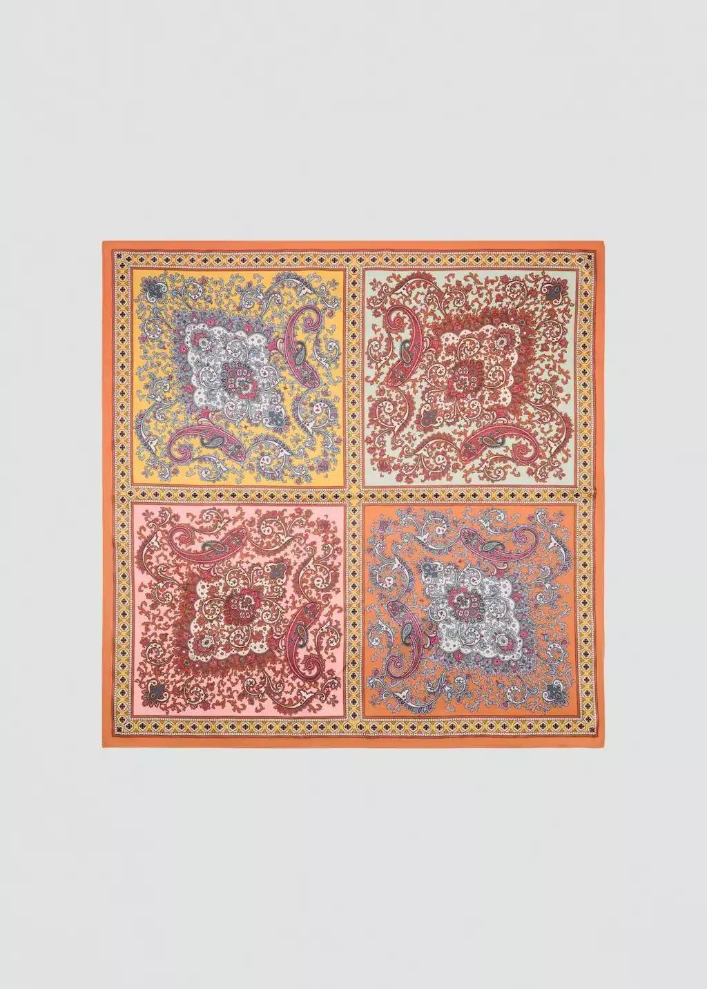 BEIGE - KHAKI Paisley satin scarf, 0201_37, large image number 5