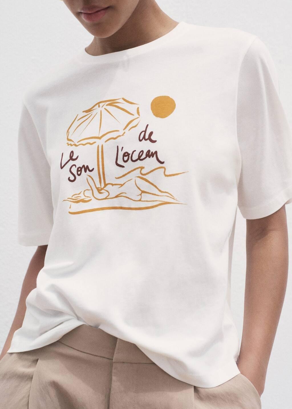 NATURAL WHITE Short-sleeved printed t-shirt, Natural White, large image number 1