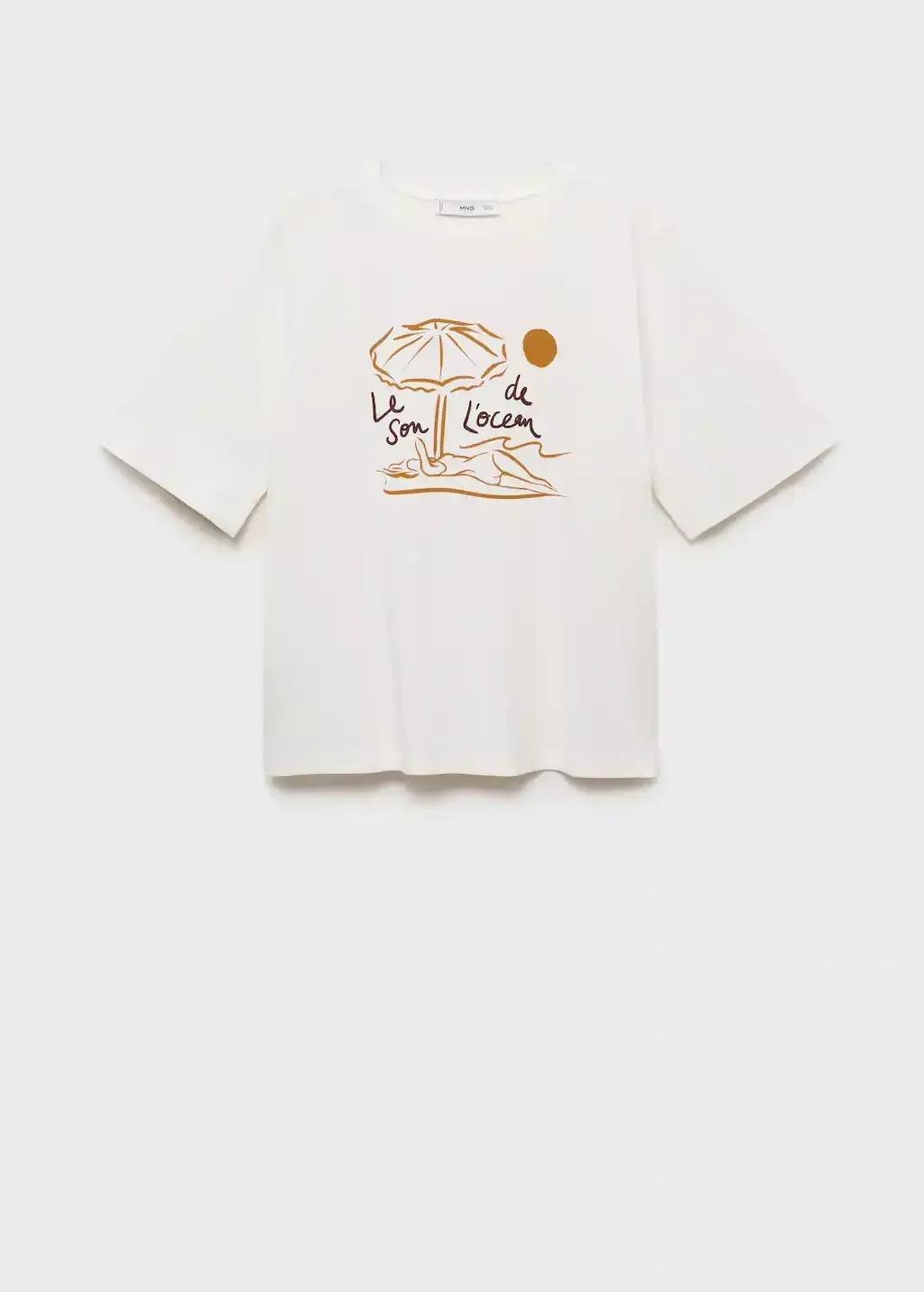 NATURAL WHITE Short-sleeved printed t-shirt, Natural White, large image number 3