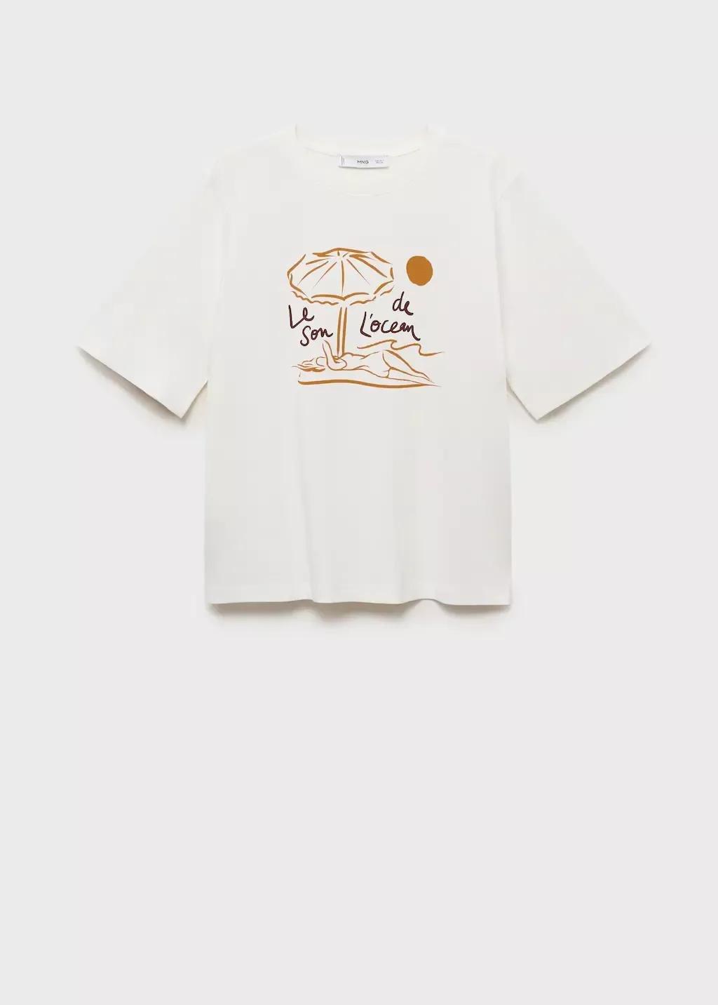 NATURAL WHITE Short-sleeved printed t-shirt, Natural White, large image number 7