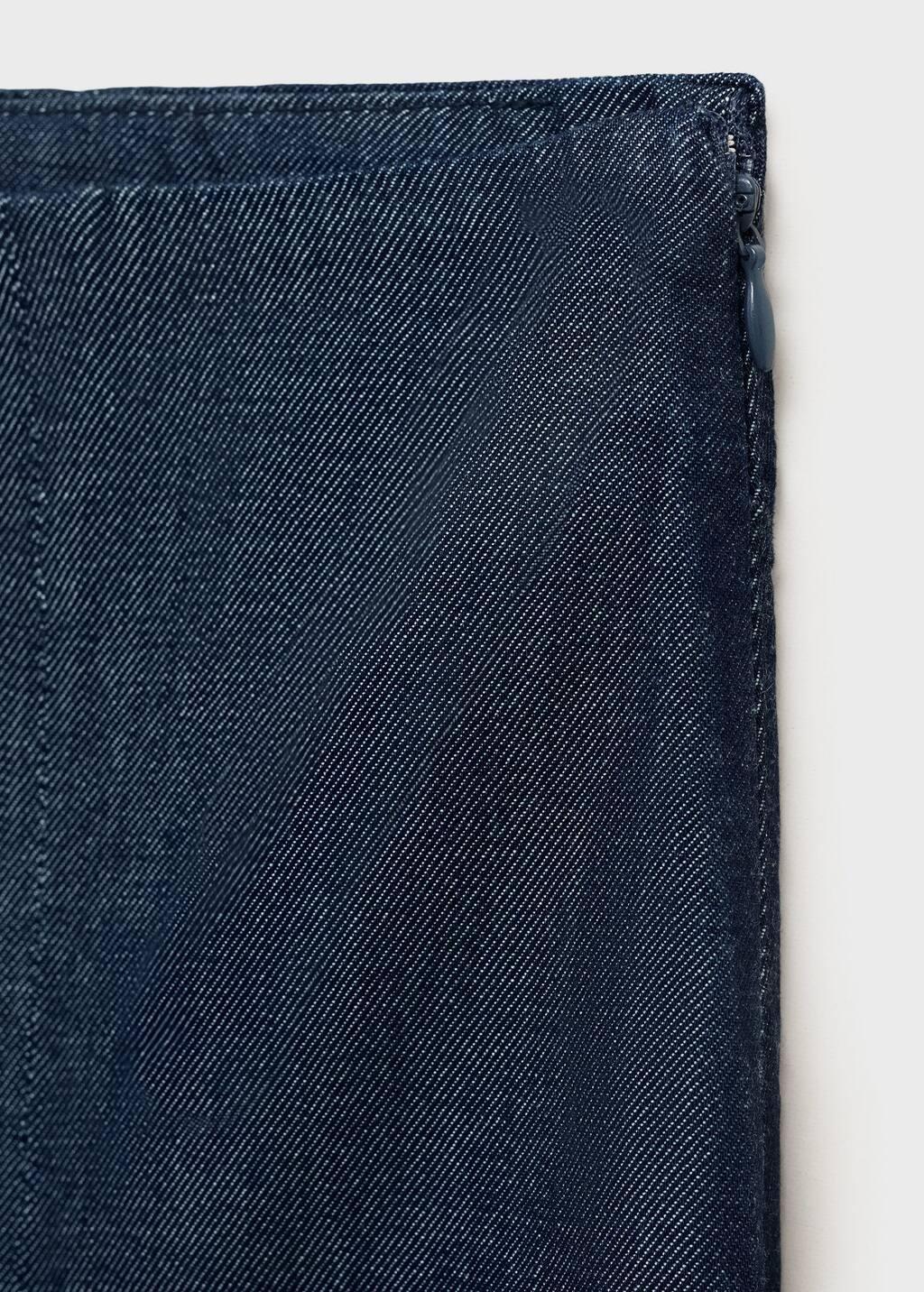 Blue Pleated Denim Skirt, , large image number 1