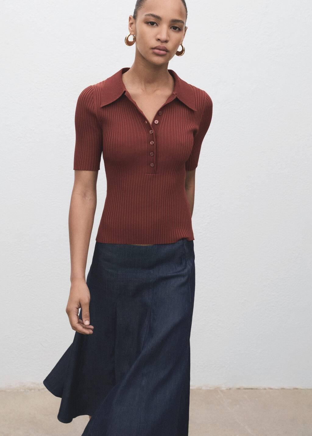 Blue Pleated Denim Skirt, 0201_TS, large image number 2