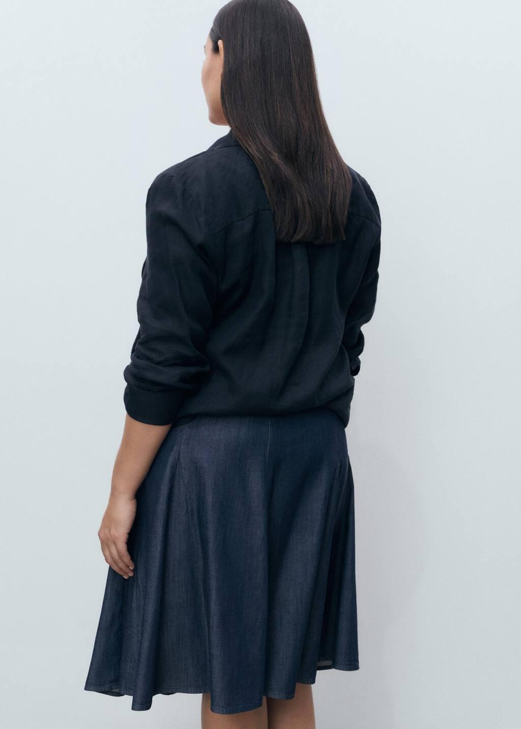 Blue Pleated Denim Skirt, 0201_TS, large image number 5
