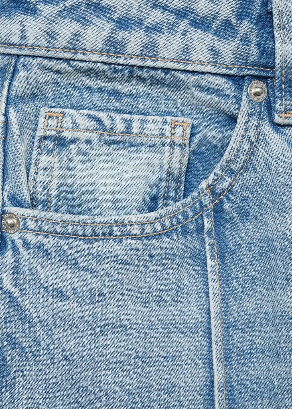 Blue Wide Leg Jeans With Turned-Up Hem, , large image number 1