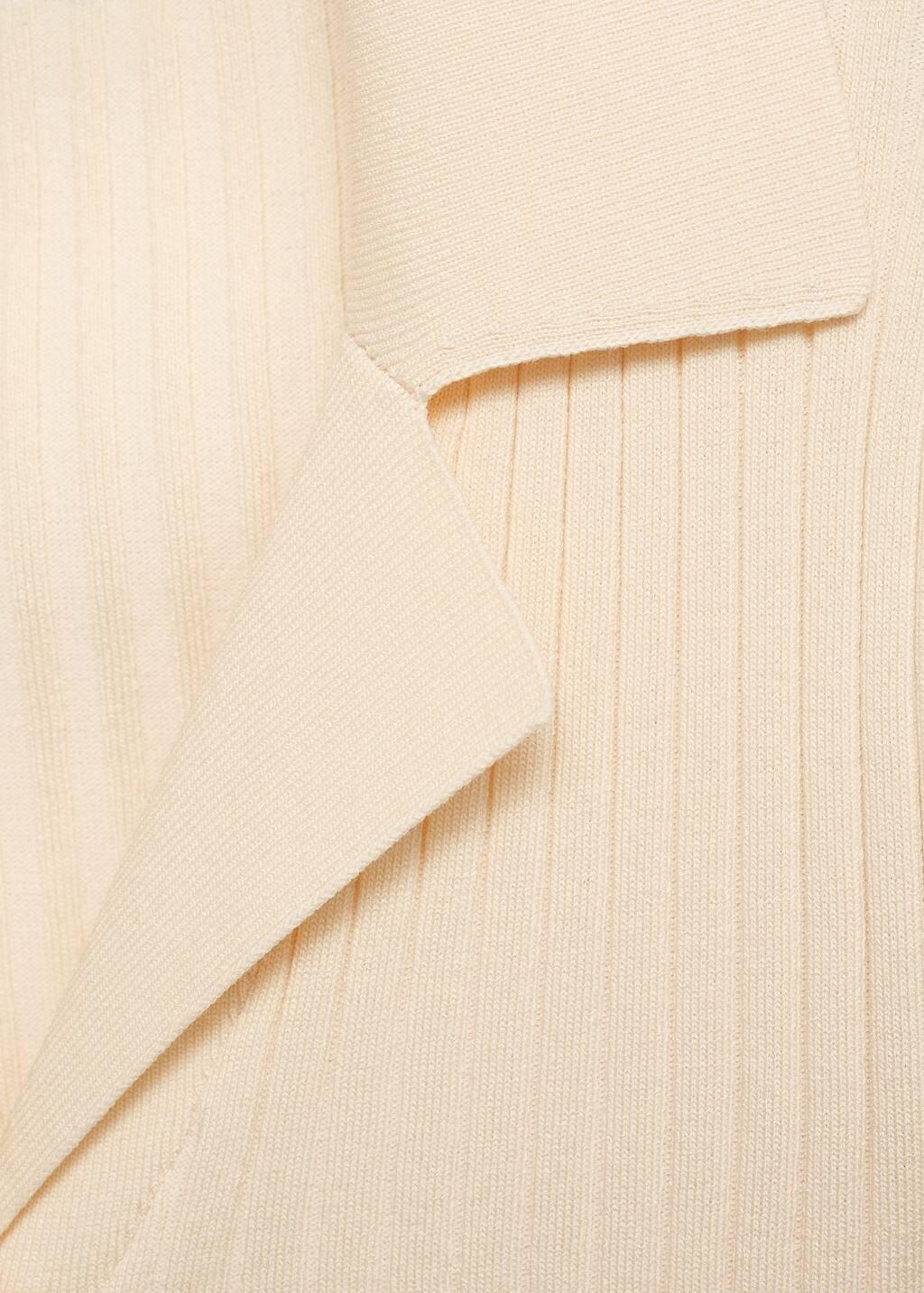 Beige Ribbed Lapel Cardigan, , large image number 1