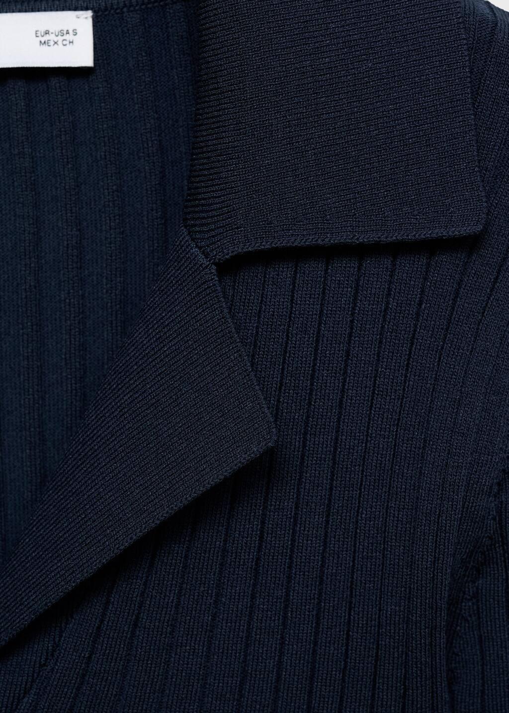 Navy Ribbed Lapel Cardigan, , large image number 1