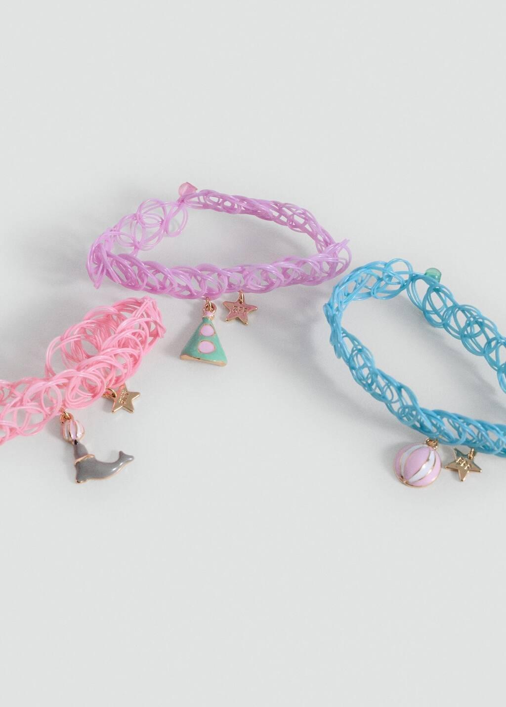 Pink Lt Pastel Pack Of 3 Bracelets, Kids Girl, Light-Pastel Pink, medium