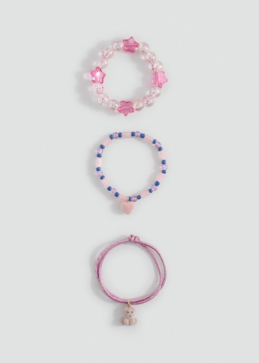 Pink Pack Of 3 Bracelets, Kids Girl, Pink, medium