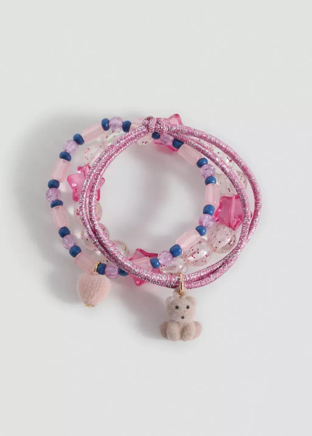 Pink Pack Of 3 Bracelets, Kids Girl, Pink, large image number 1