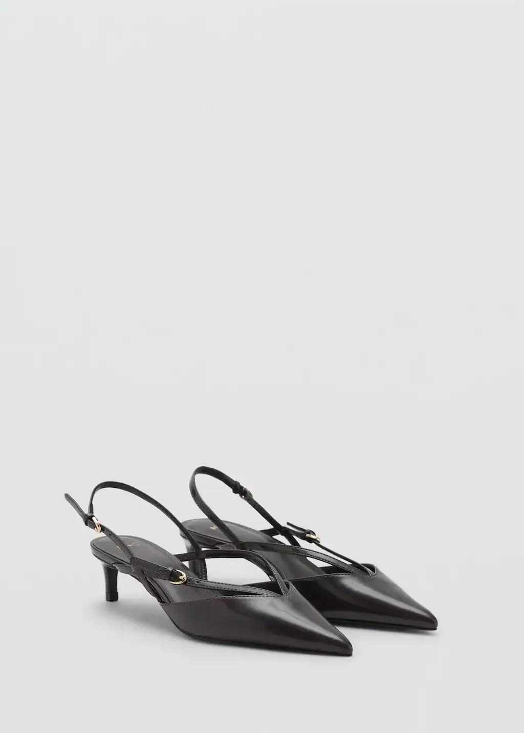 Grey Kitten-Heeled Strappy Shoes, , large image number 0