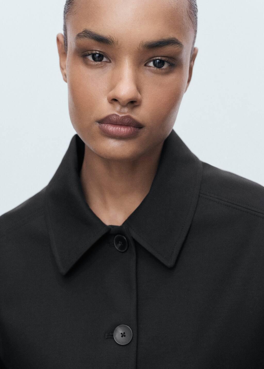 Black Cropped Jacket With Pockets, Black, large image number 2