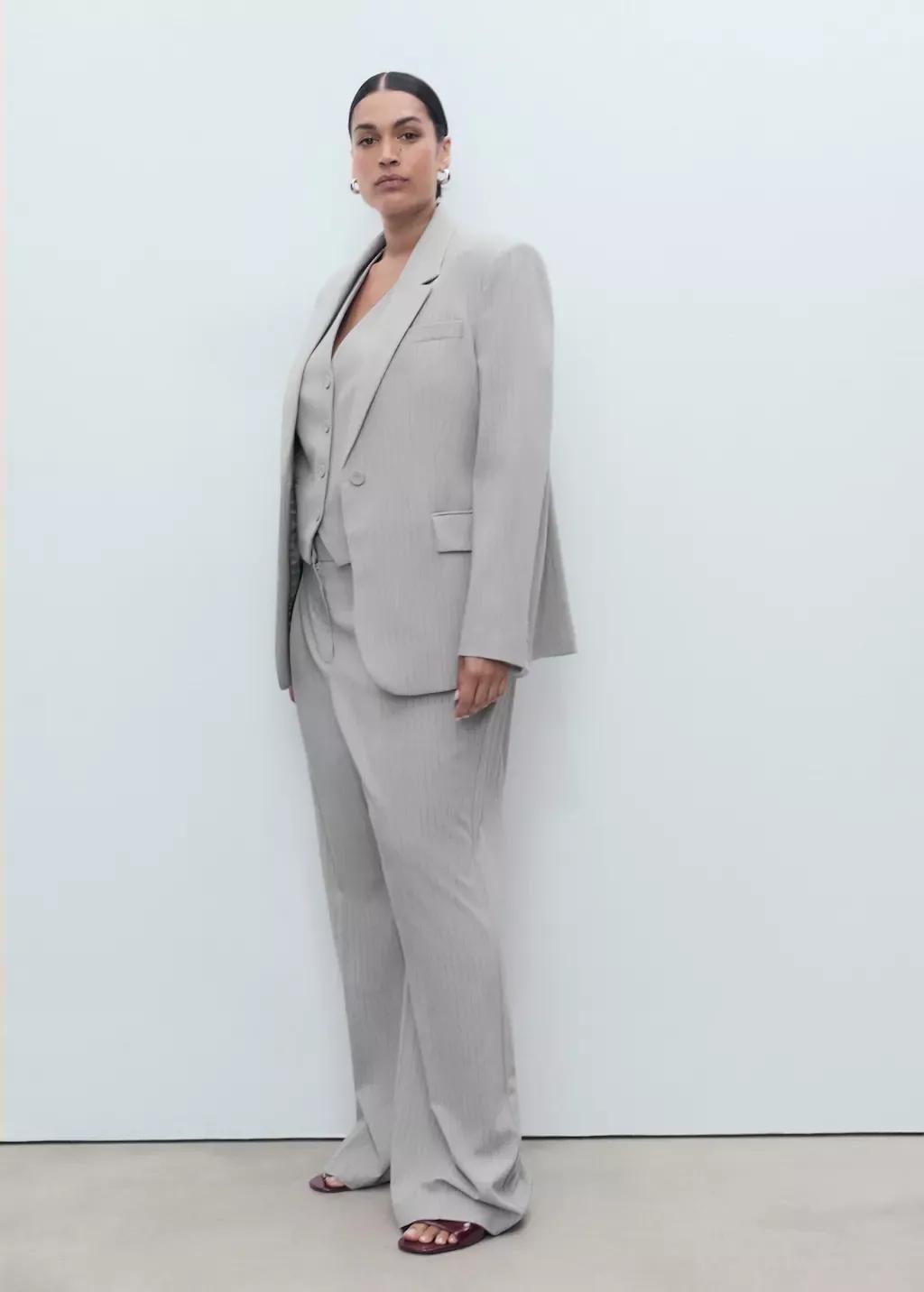 Grey Pinstripe Suit Jacket, , large image number 2