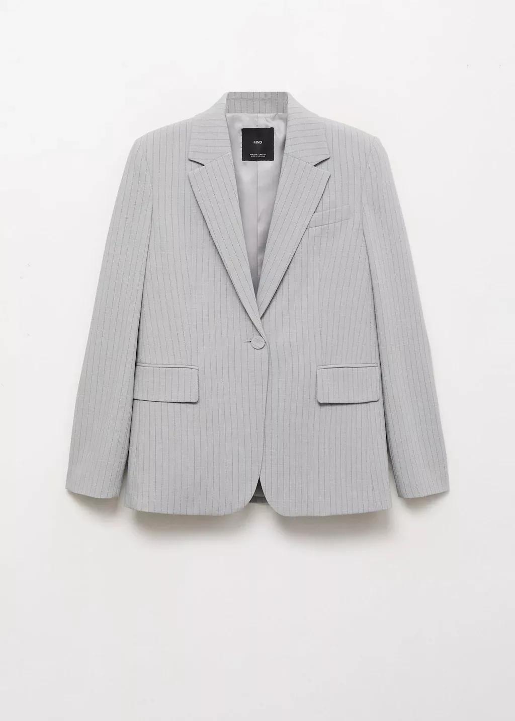 Grey Pinstripe Suit Jacket, , large image number 3