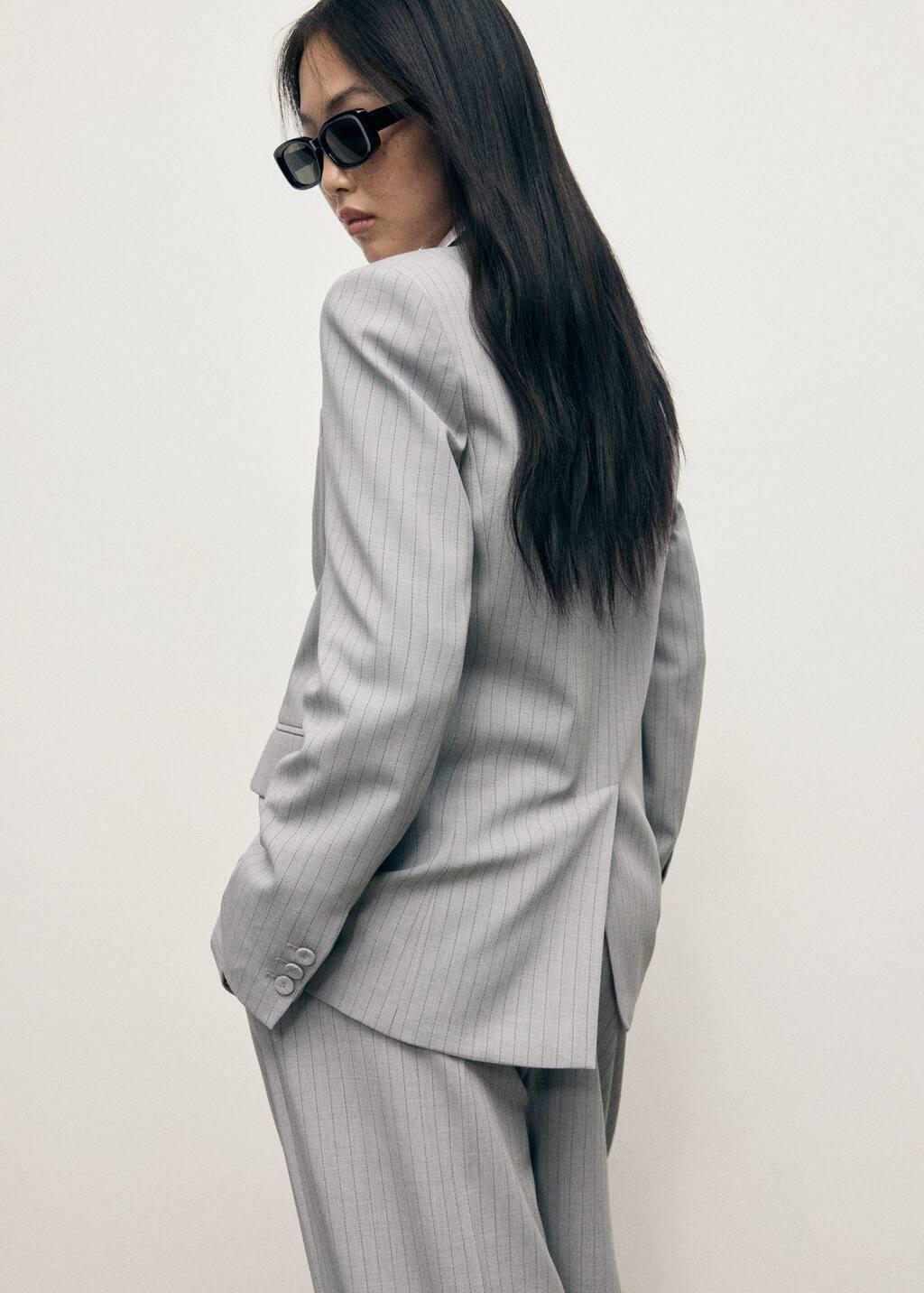 Grey Pinstripe Suit Jacket, , large image number 8
