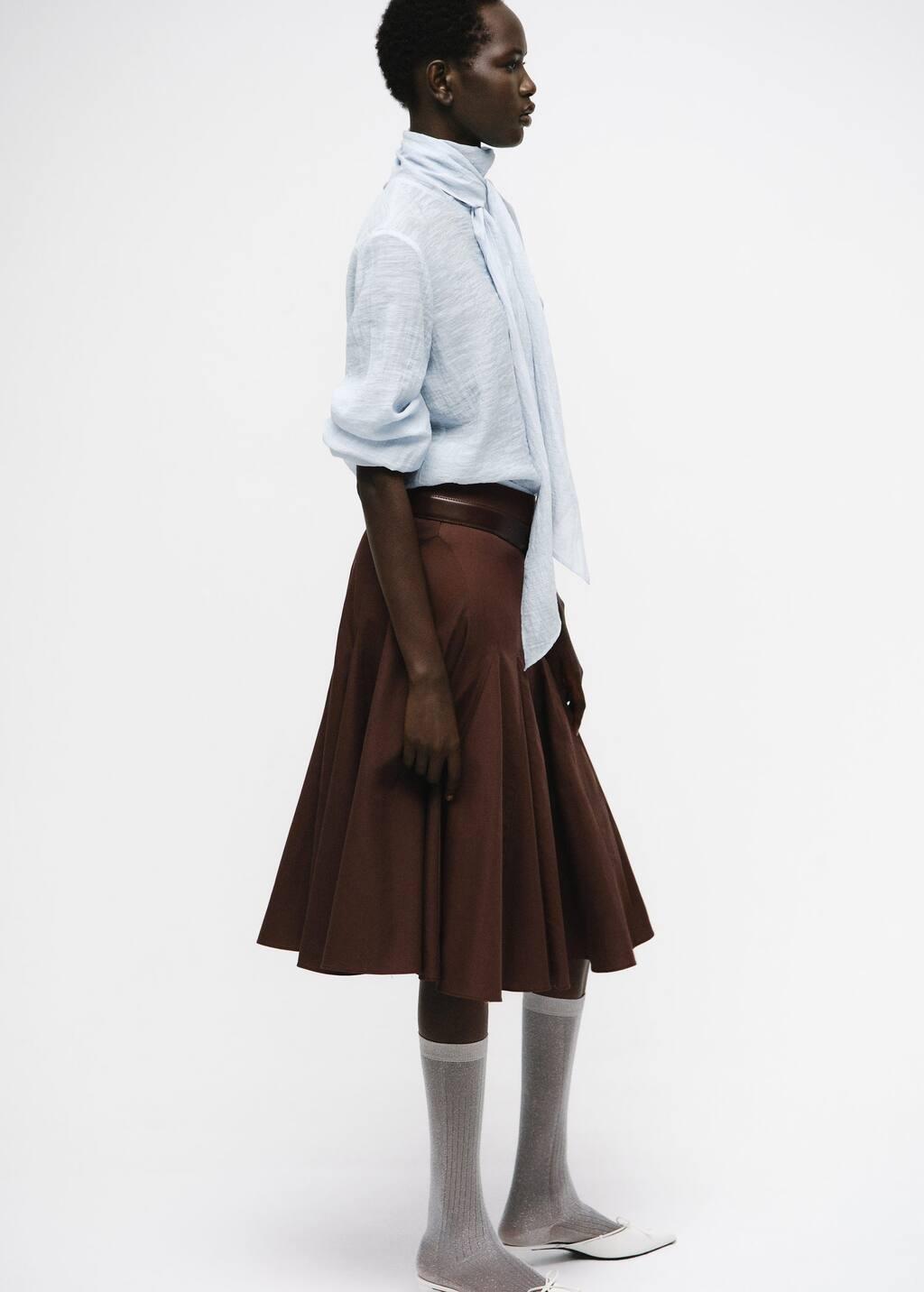 Blue Textured Blouse With Foulard, Light-Pastel Blue, large image number 1