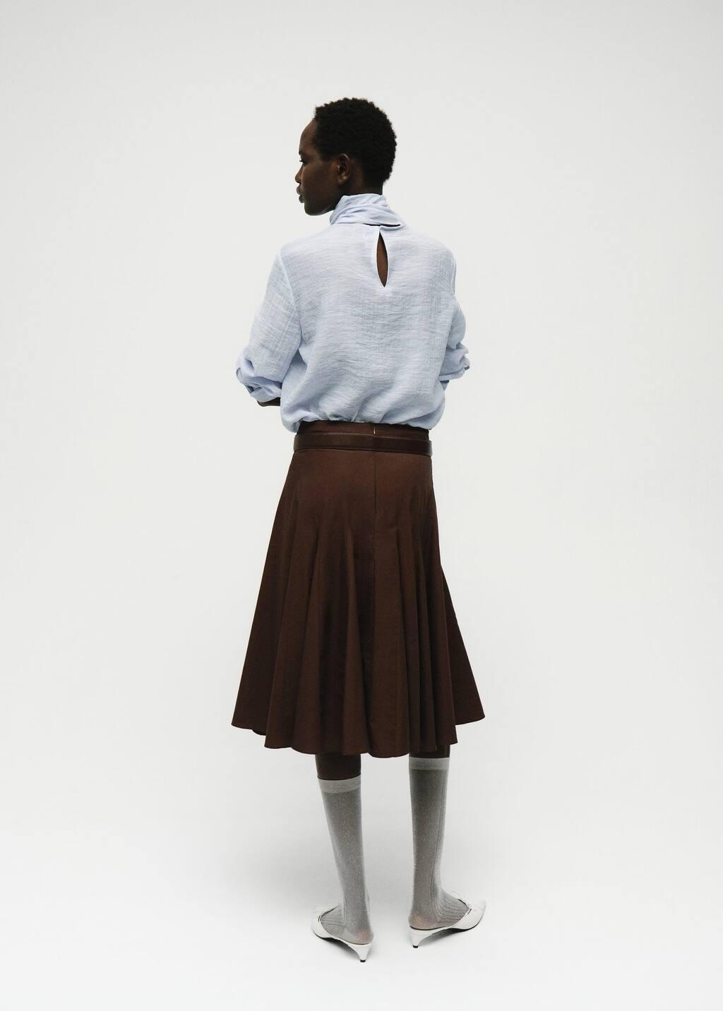 Blue Textured Blouse With Foulard, Light-Pastel Blue, large image number 5