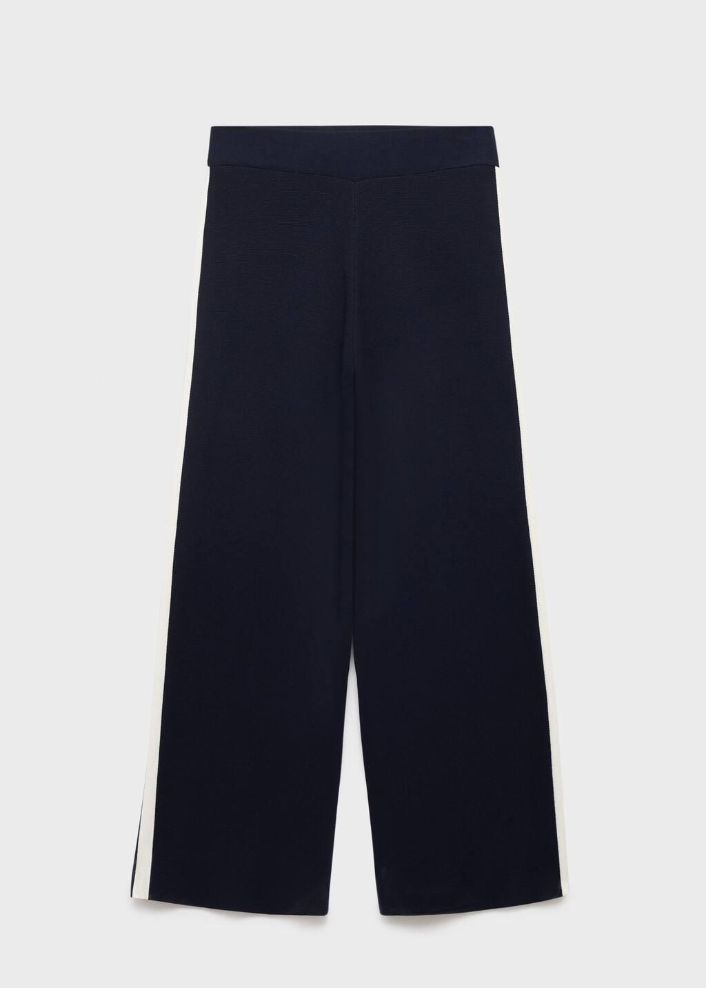 Navy Fine-Knit Straight-Fit Trousers, , large image number 0