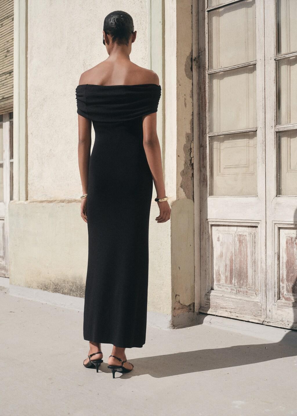 Black Strapless Knitted Dress, , large image number 2