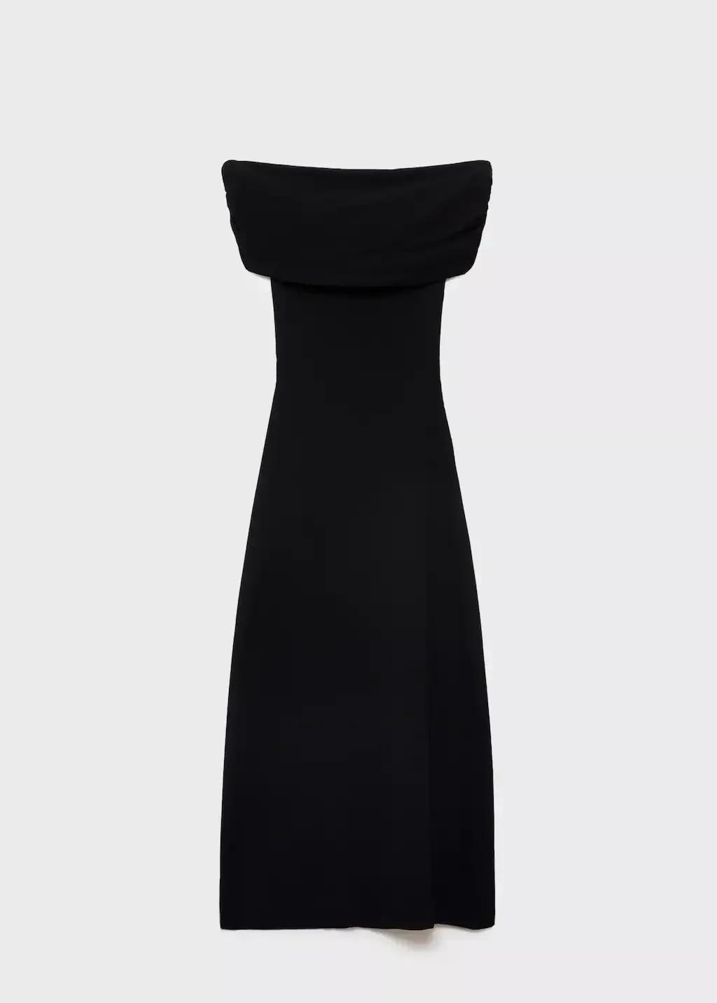 Black Strapless Knitted Dress, , large image number 6