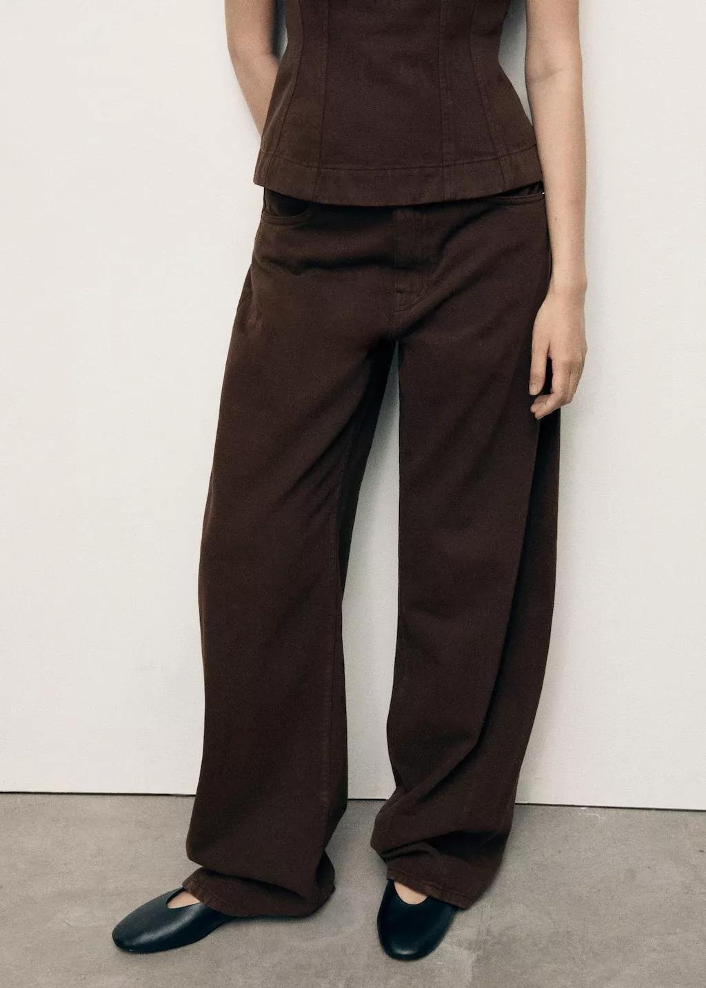 Brown Mid-Rise Balloon Jeans, , large image number 0