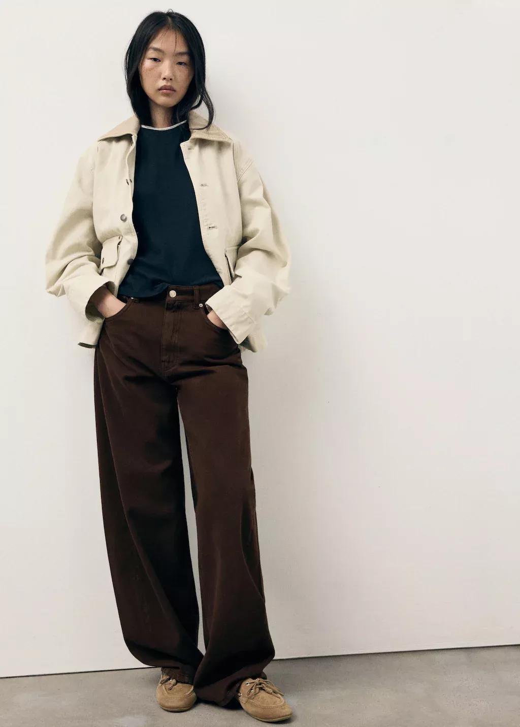 Brown Mid-Rise Balloon Jeans, , large image number 1