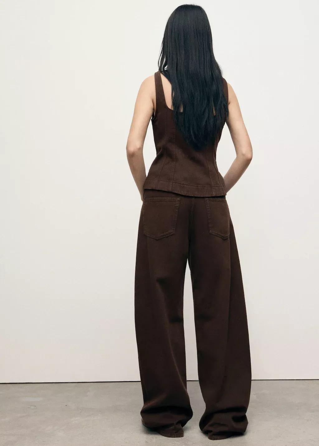 DARK BROWN Mid-rise barrel jeans, Dark Brown, large image number 5