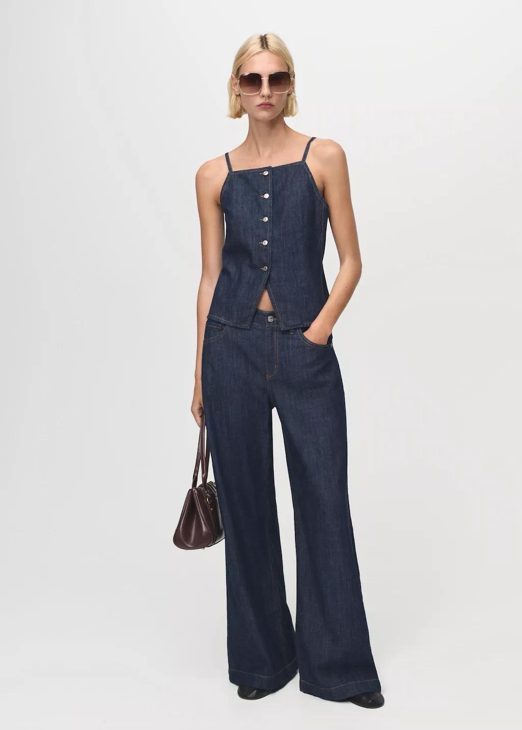 OPEN BLUE Wide leg mid-rise jeans, , large image number 1