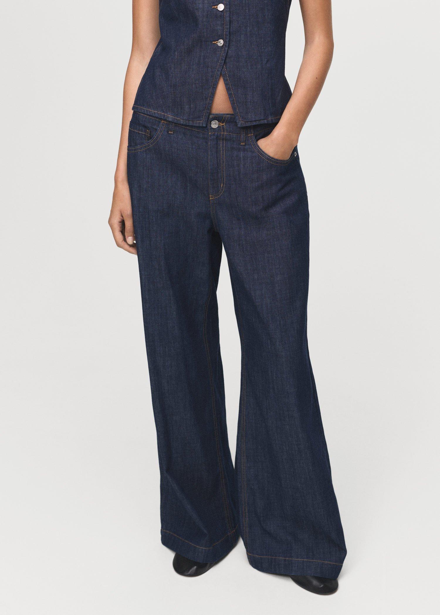 OPEN BLUE Wide leg mid-rise jeans, , large image number 6