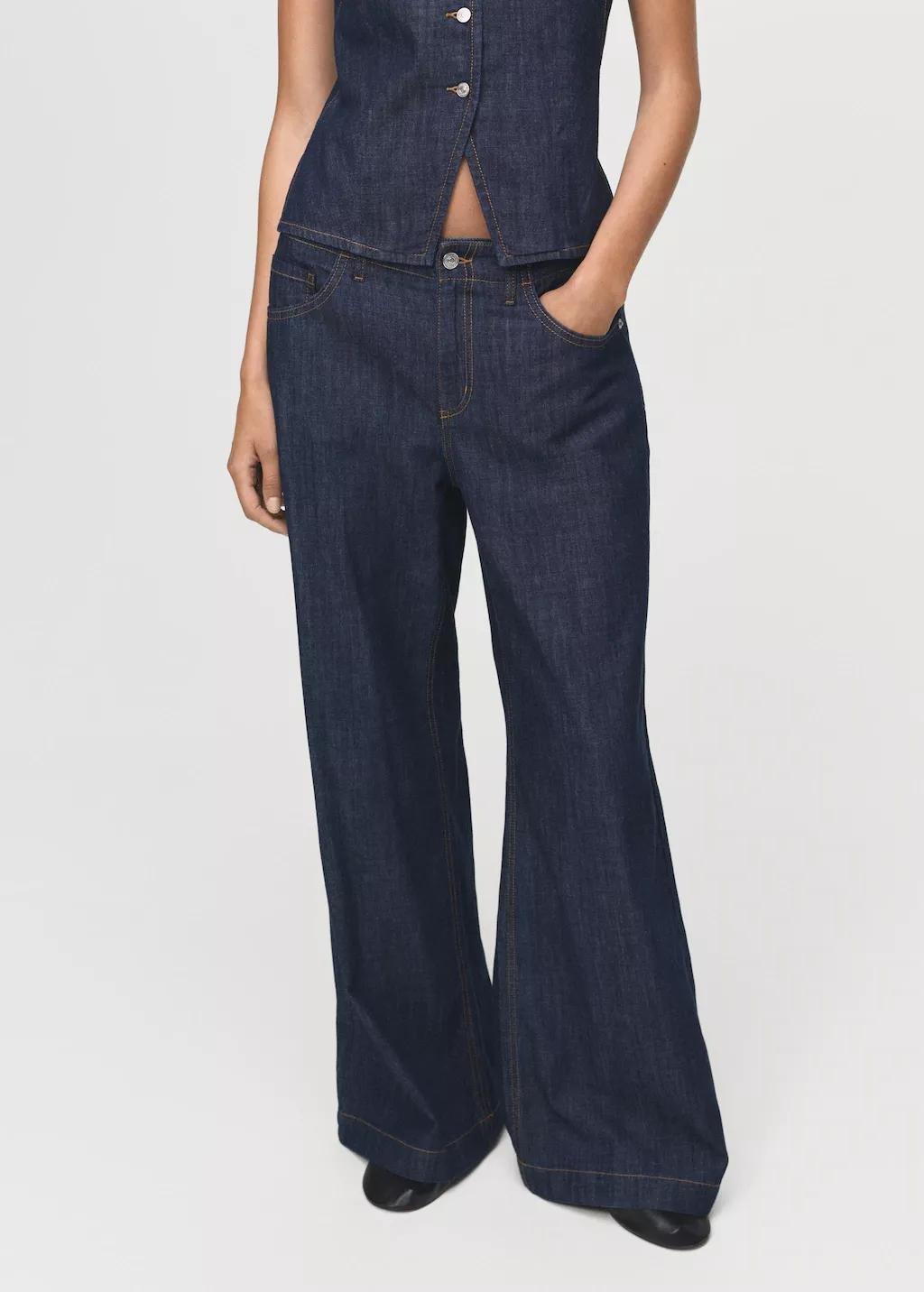OPEN BLUE Wide leg mid-rise jeans, , large image number 7