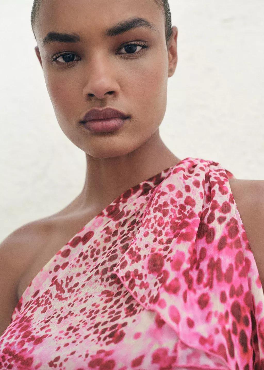 BRIGHT PINK Asymmetrical animal-print dress, , large image number 3