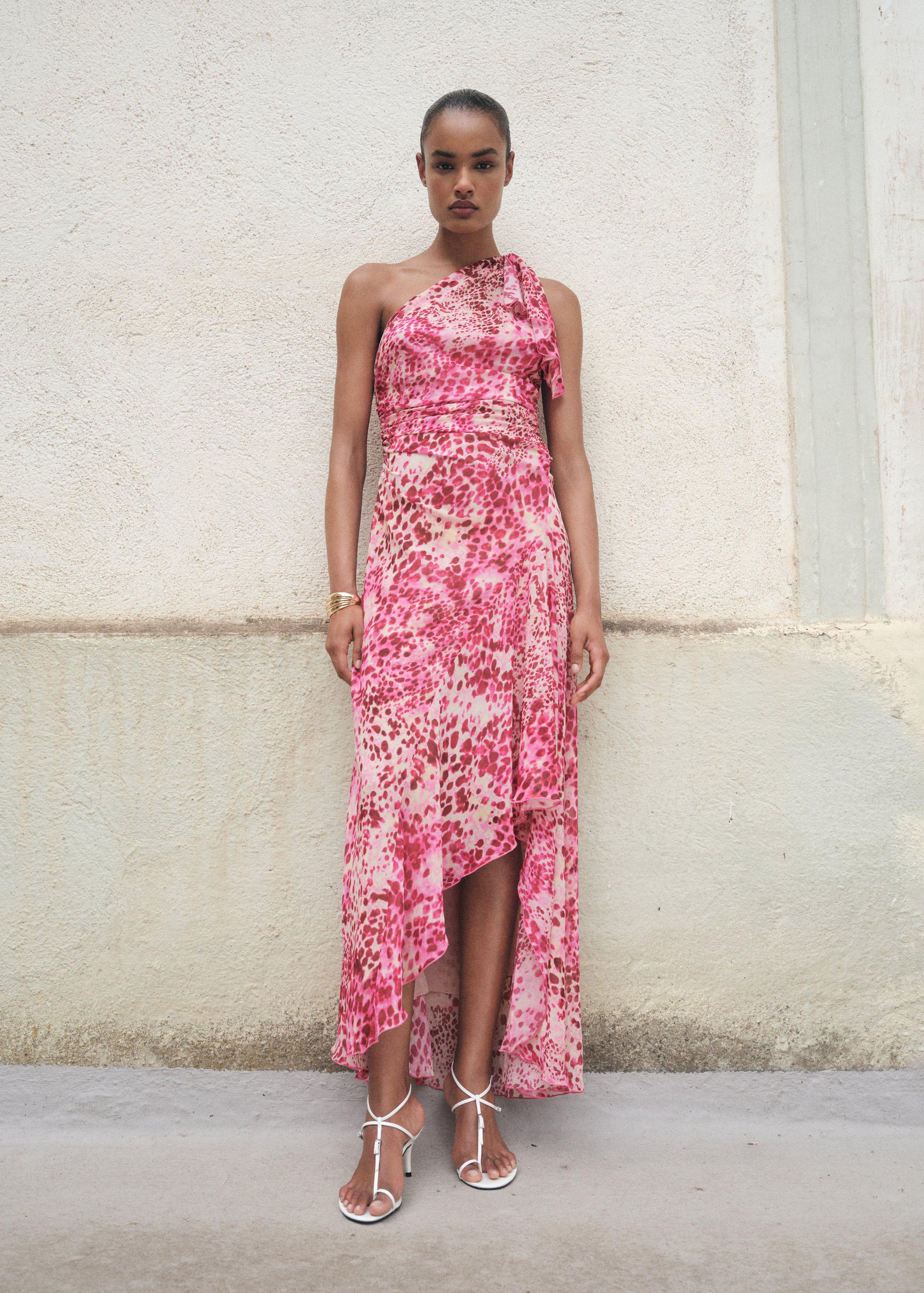 BRIGHT PINK Asymmetrical animal-print dress, , large image number 6
