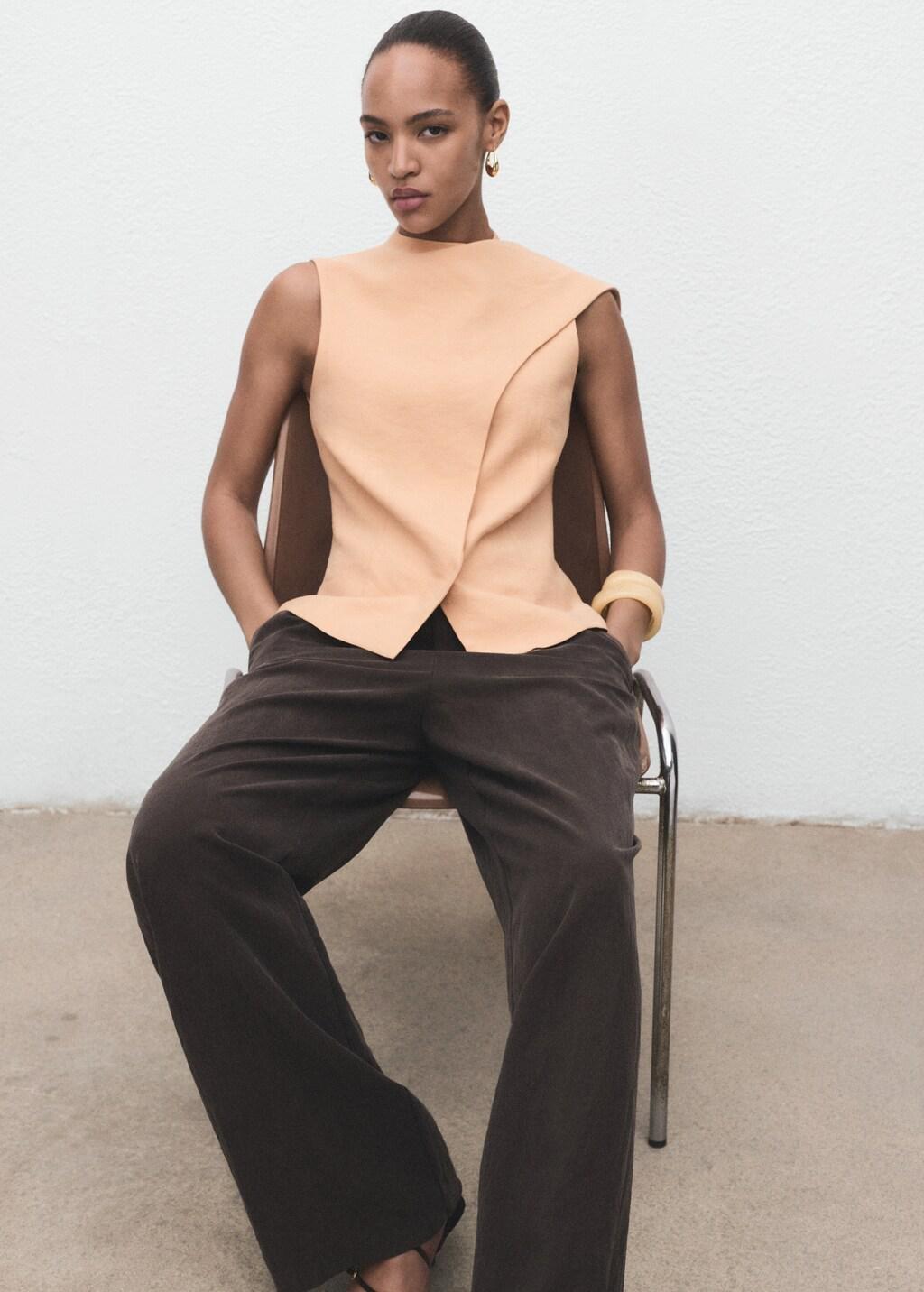 LT-PASTEL PINK Asymmetrical foulard top, Light-Pastel Pink, large image number 7