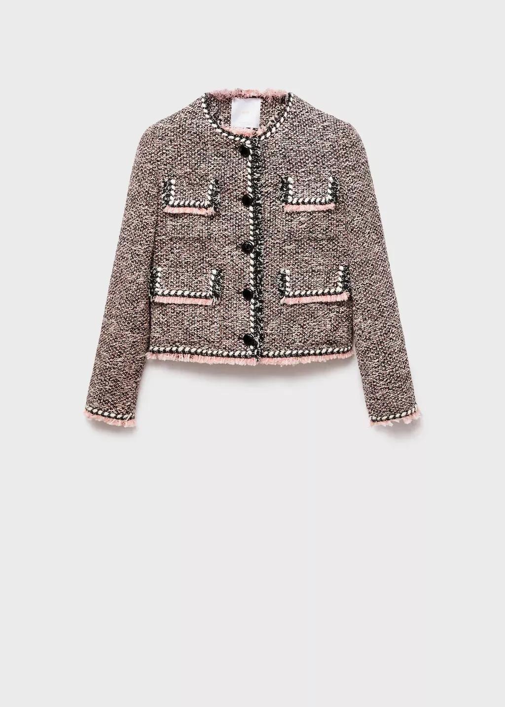 Black Pocket Tweed Jacket, , large image number 6