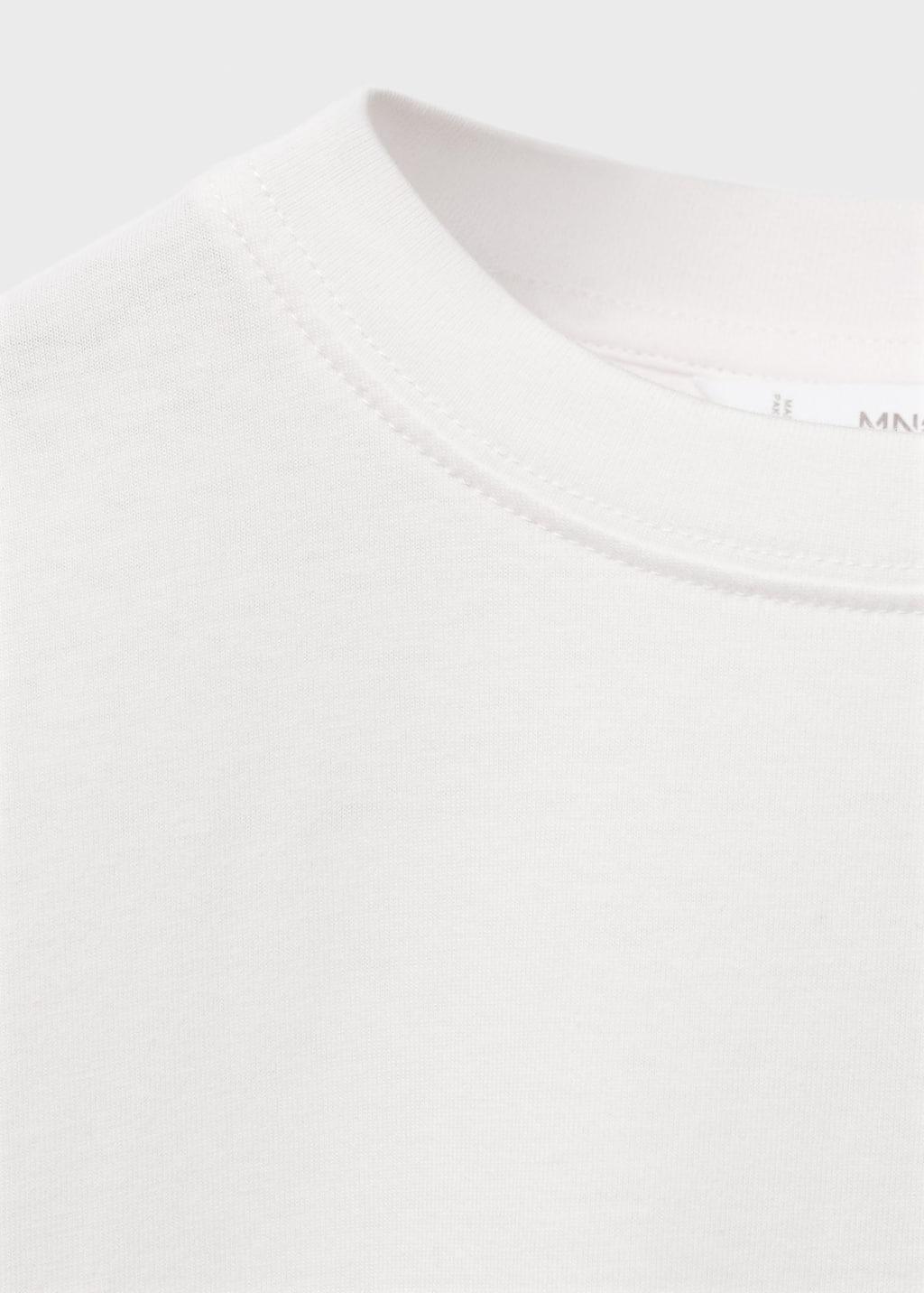 White Embossed Cotton T-Shirt, Kids Boys, Natural White, medium