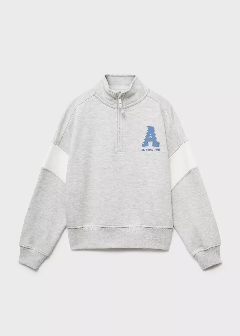 Grey Perkins-Neck Sweatshirt, Kids Girls, , large image number 0